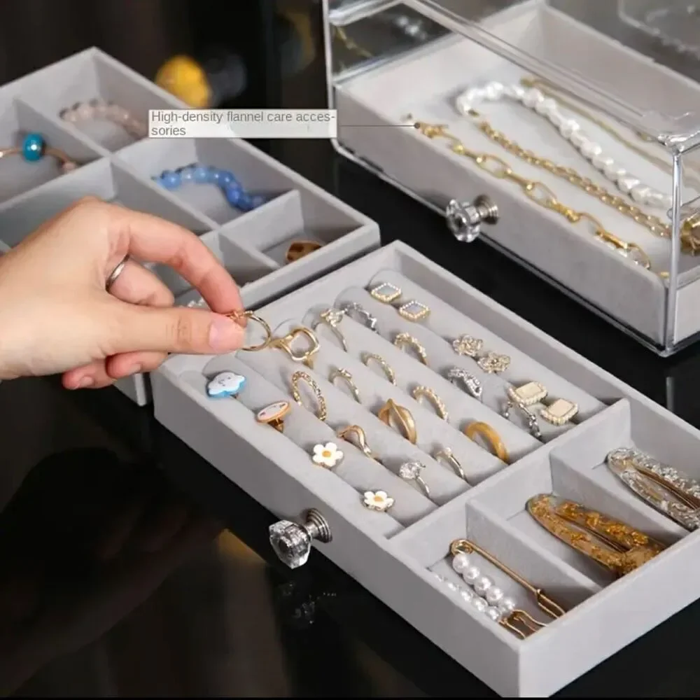 NWT 3 Tiers Beige Jewelry Box Case  Jewelry Organizer Rings, Earrings Bracelets
